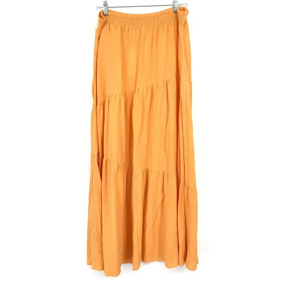 Soft Surroundings Madison Gauze Maxi Skirt Womens Size Large Apricot Tan NEW